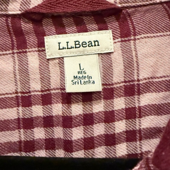 L.L. Bean Maroon and Pink Plaid Shirt - Picture 3 of 4